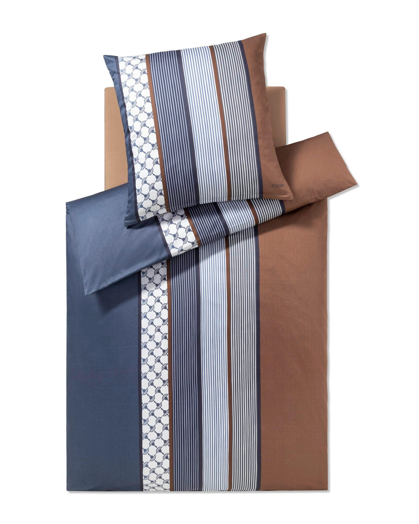 BETTWÄSCHE 2-teilig JOOP! CORNFLOWER STRIPES Jersey 155/220 cm  - Dunkelblau, Basics, Textil (155/220cm) - Joop!