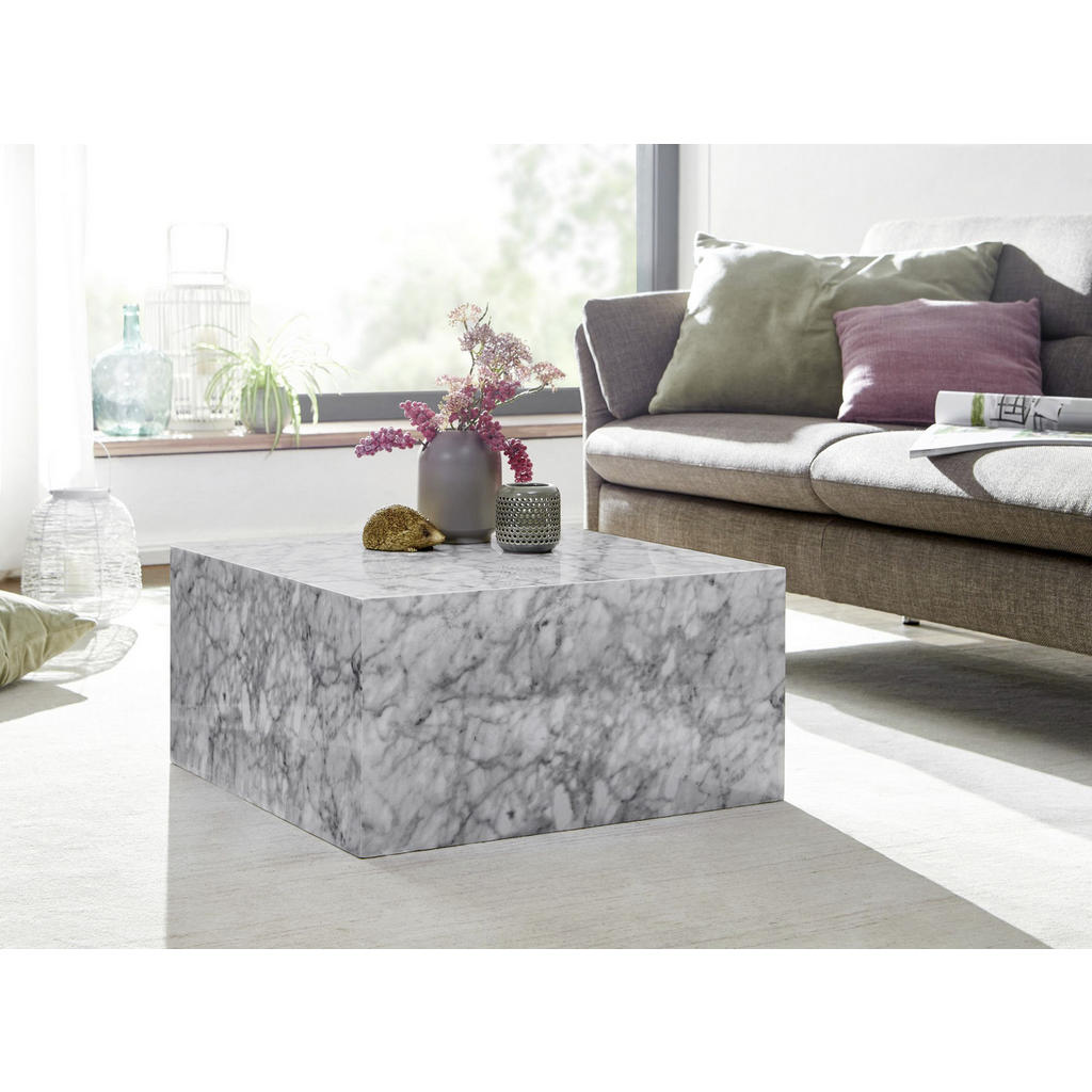 Thumbnail - Mid.you Couchtisch, Weiß, Holzwerkstoff, Marmoroptik, quadratisch, 60x30x60 cm, Wohnzimmer, Wohnzimmertische, Couchtisch...