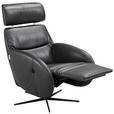 RELAXSESSEL Itala Echtleder Relaxfunktion, Kopfteilverstellung, Rücken echt    - Schwarz, Design, Leder (71/110/80cm) - Novel