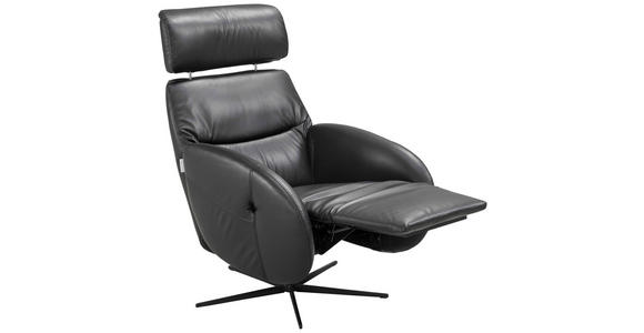 RELAXSESSEL Itala Echtleder Relaxfunktion, Kopfteilverstellung, Rücken echt    - Schwarz, Design, Leder (71/110/80cm) - Novel