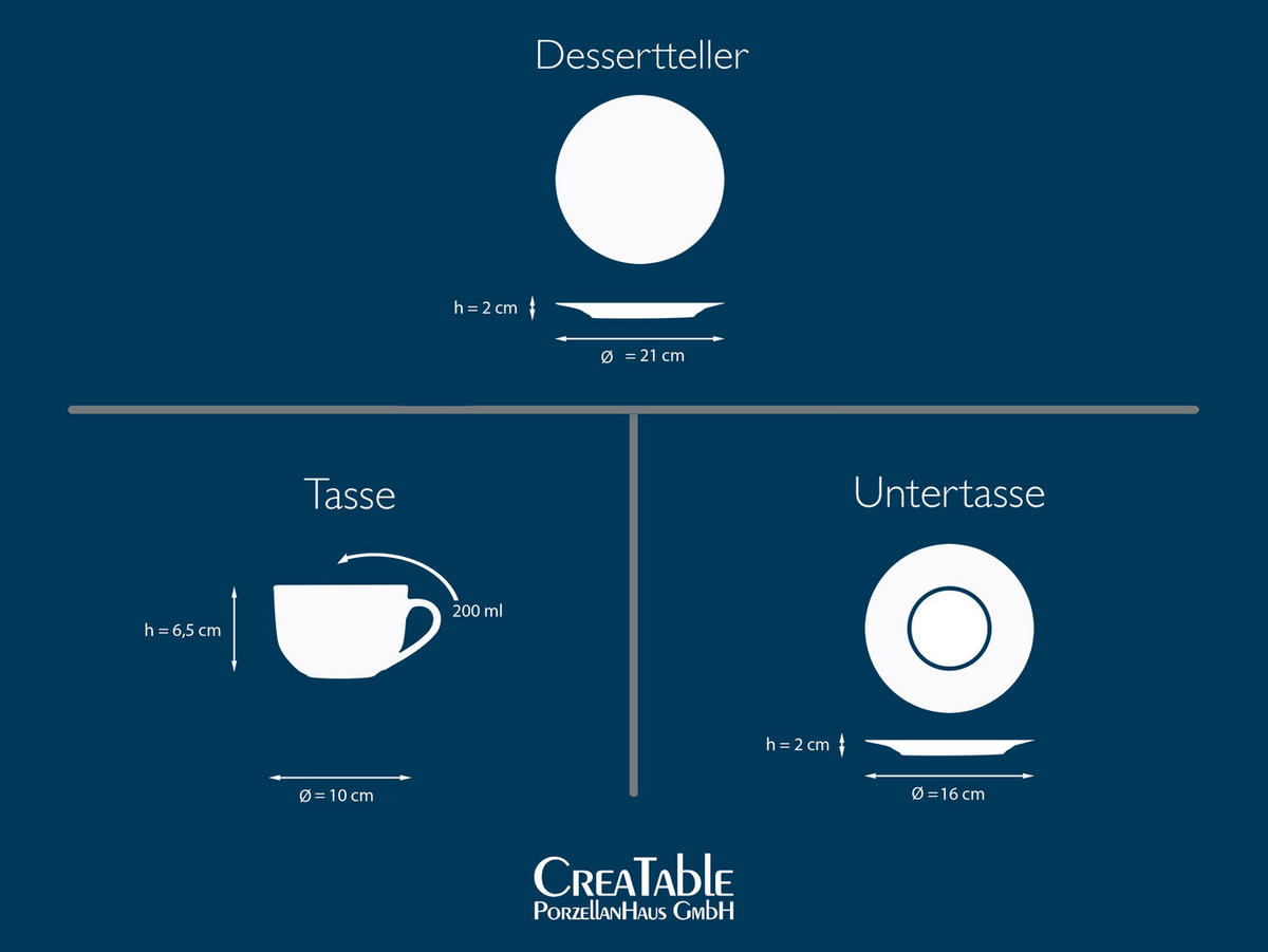 KAFFEESERVICE Maria Theresia Platin 18-teilig  - Platinfarben/Weiß, Basics, Keramik (34/28,5/25,5cm) - Creatable