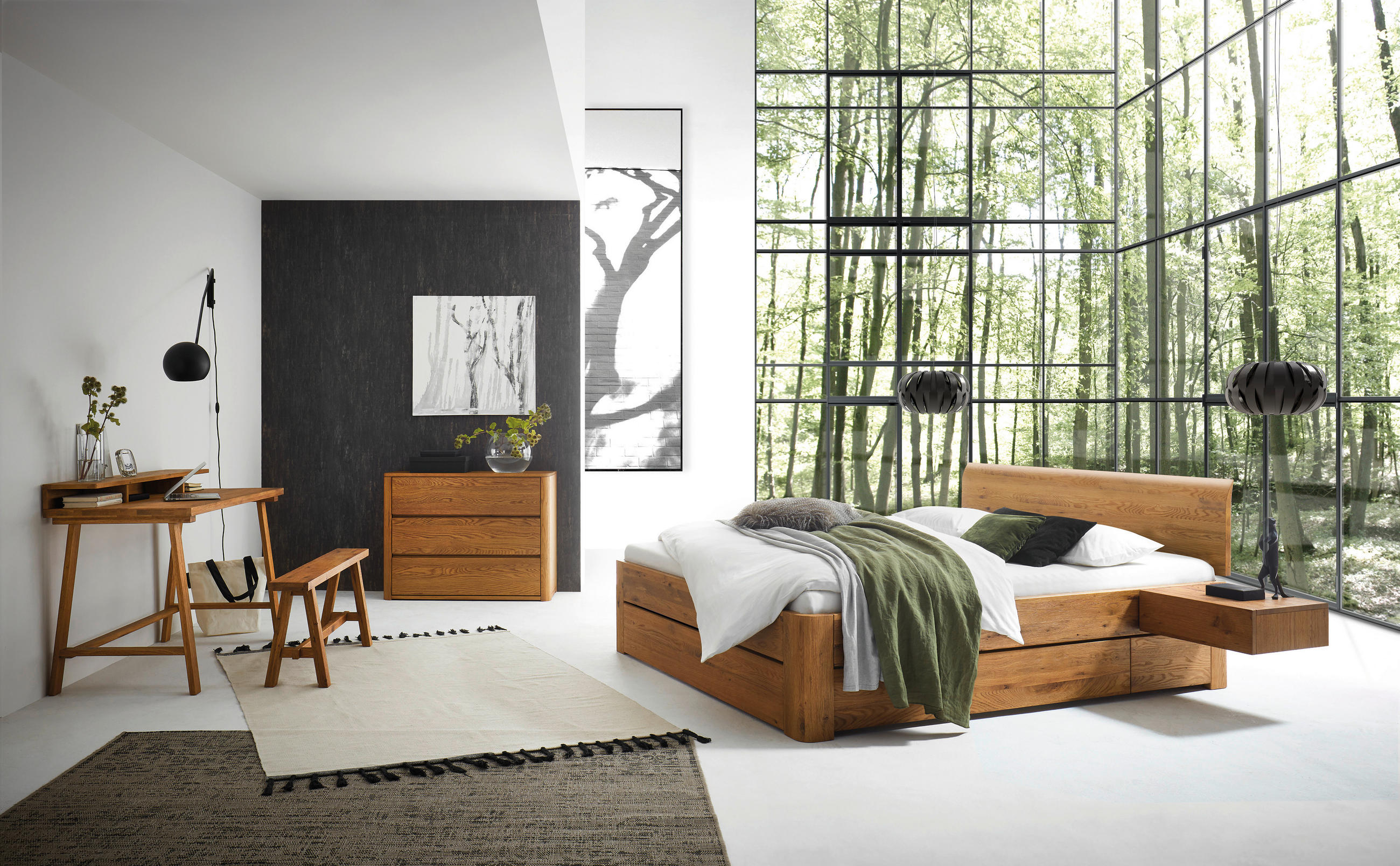 STAURAUMBETT 140/200 cm  in Wildeiche  - Wildeiche, Design, Holz (140/200cm) - Hasena