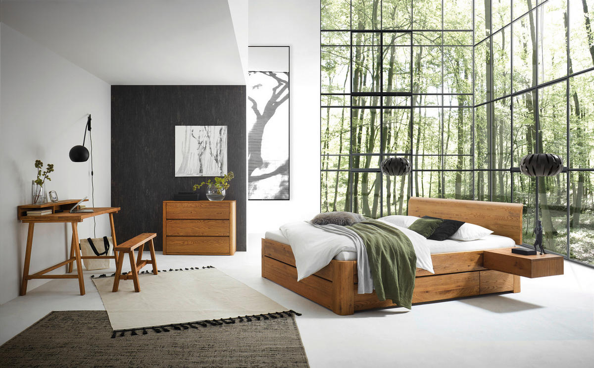 STAURAUMBETT 140/200 cm  in Wildeiche  - Wildeiche, Design, Holz (140/200cm) - Hasena