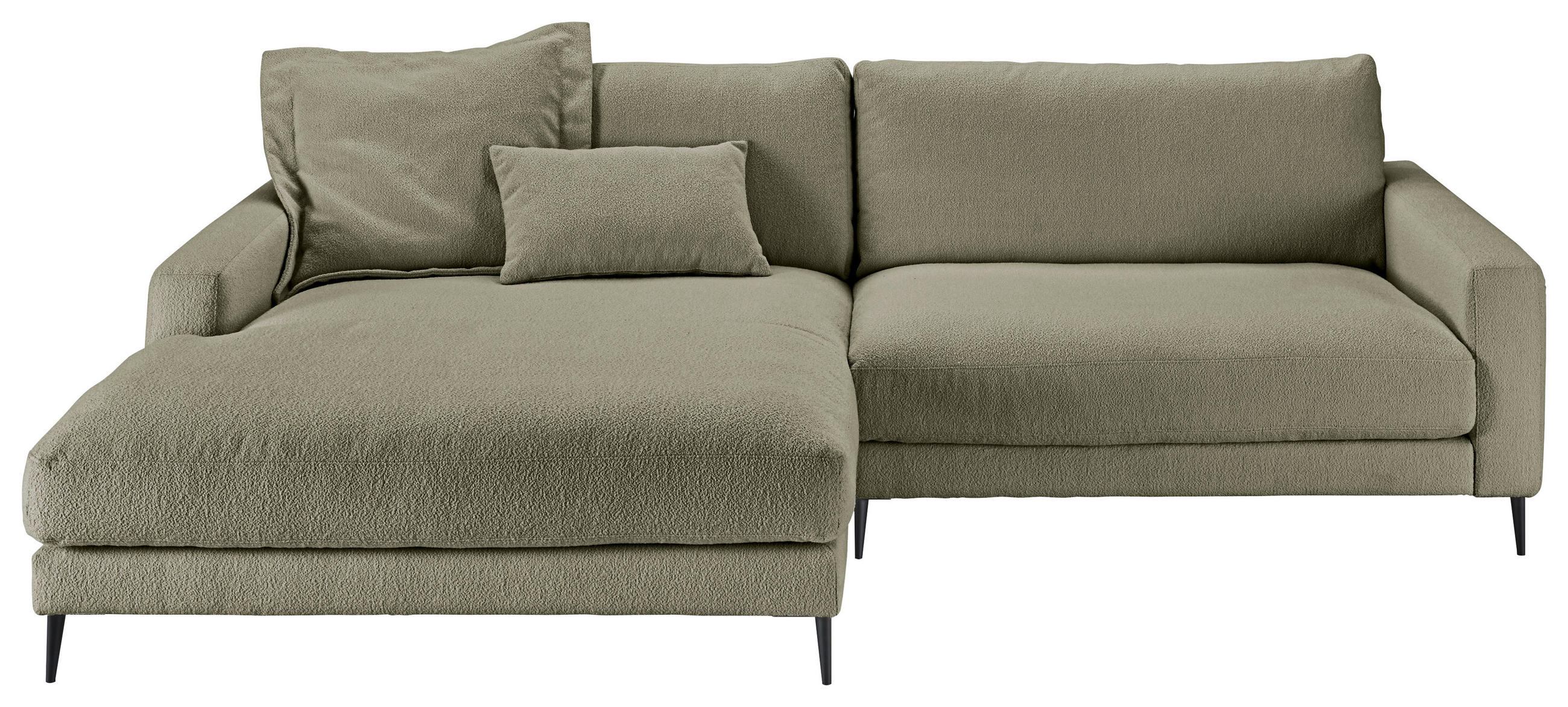 ECKSOFA Grün Flachgewebe Rücken echt  - Schwarz/Grün, Design, Textil/Metall (190/272cm) - Pure Home Lifestyle
