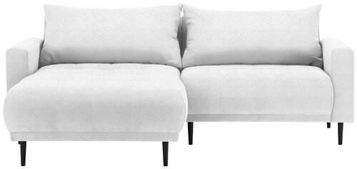 ECKSOFA in Flachgewebe Weiss  - Weiss/Schwarz, Design, Holz/Textil (215/160cm) - Stylife