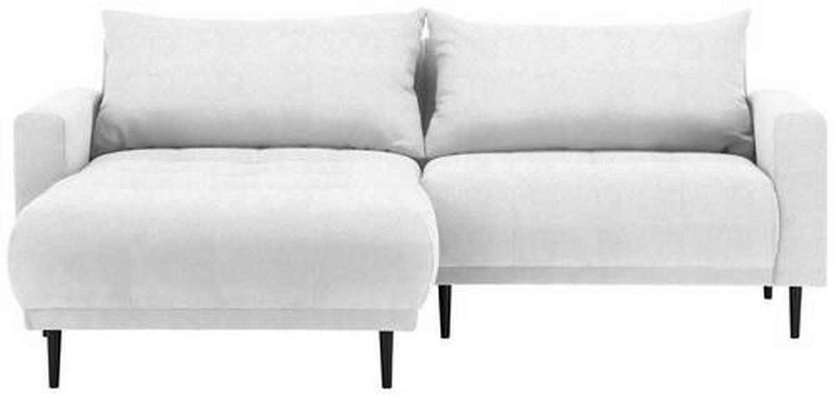 ECKSOFA in Flachgewebe Weiss  - Weiss/Schwarz, Design, Holz/Textil (215/160cm) - Stylife