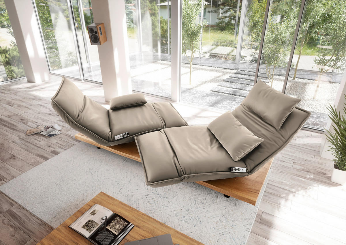 2-SITZER-SOFA in Leder Ecru  - Ecru/Eichefarben, Natur, Leder/Holz (240/63/115cm) - Koinor