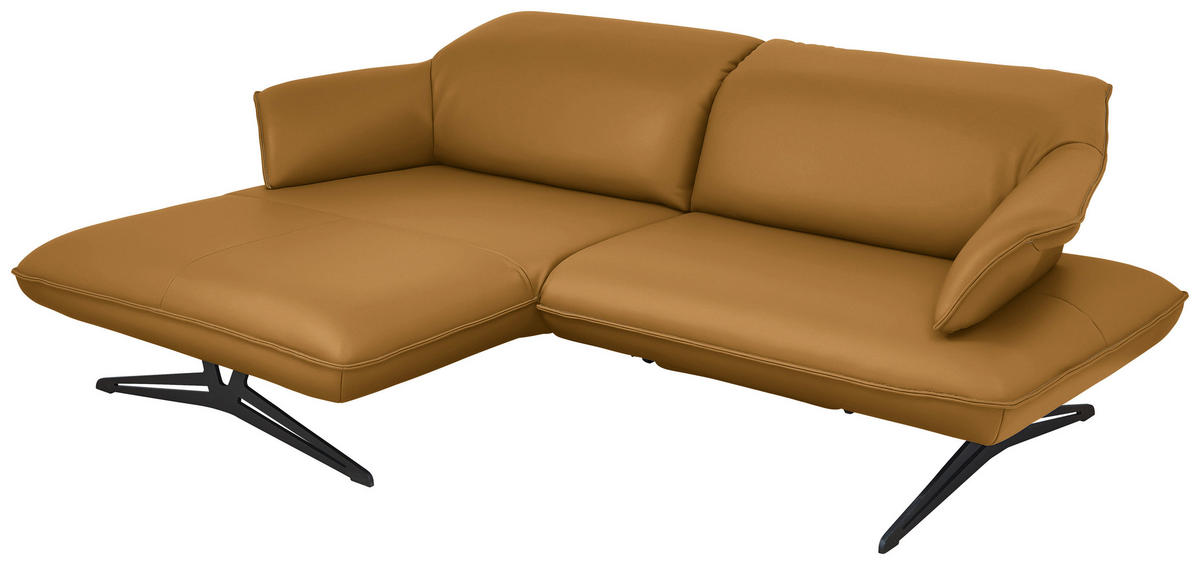 ECKSOFA in Echtleder Bernsteinfarben  - Beige/Bernsteinfarben, Design, Leder/Metall (169/252cm) - Koinor