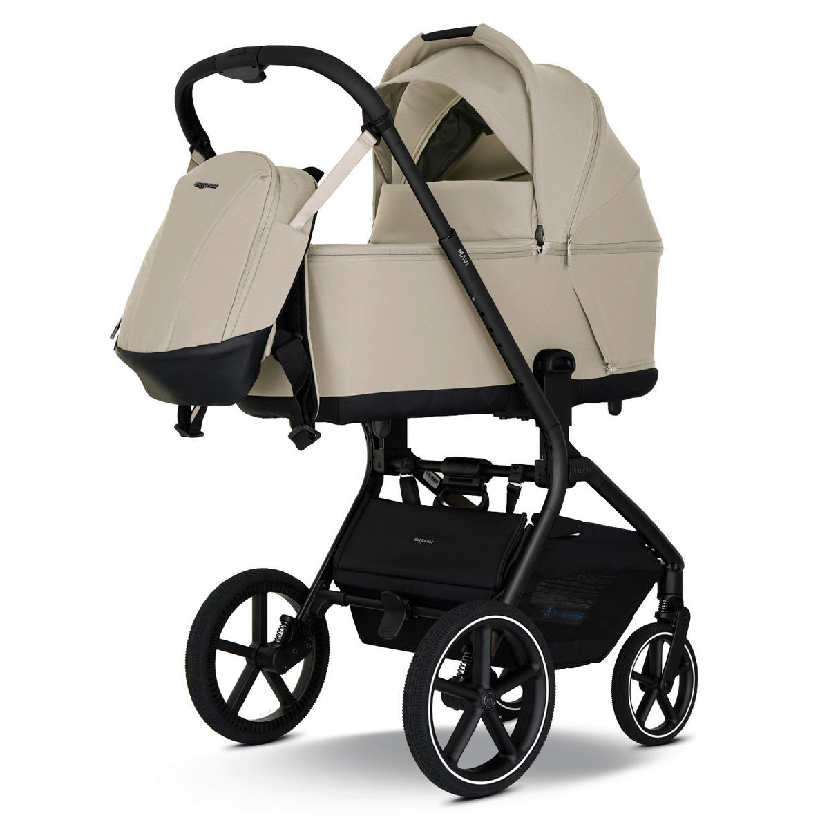 KINDERWAGENSET MAVI 3in1 Premium  - Sandfarben/Schwarz, Basics, Textil/Metall (92/55/110.5cm) - My Junior
