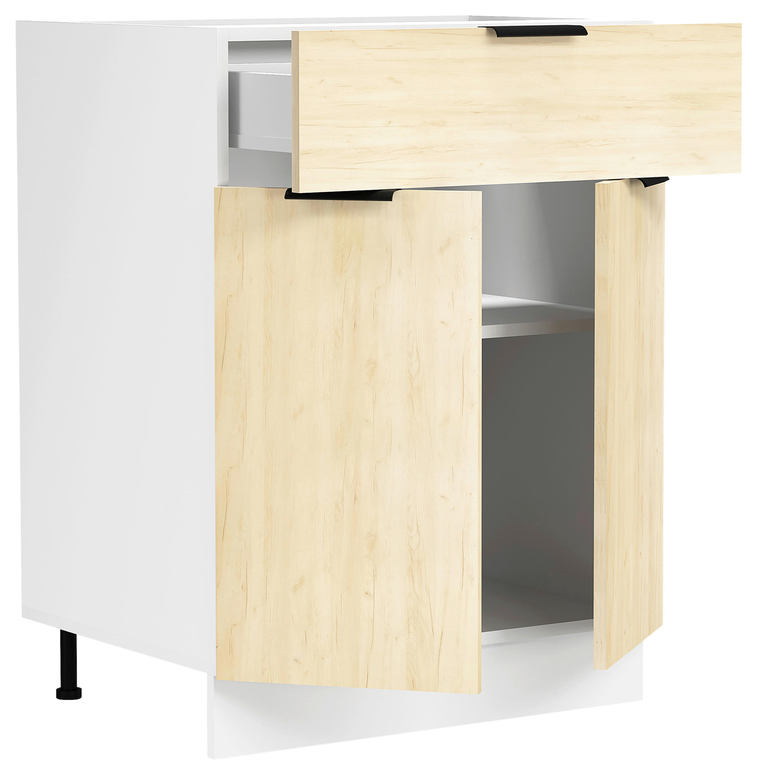KÜCHENUNTERSCHRANK 60/82/46 cm  in Weiss, Honigeiche  - Honigeiche/Weiss, Trend, Holzwerkstoff/Kunststoff (60/82/46cm) - MID.YOU