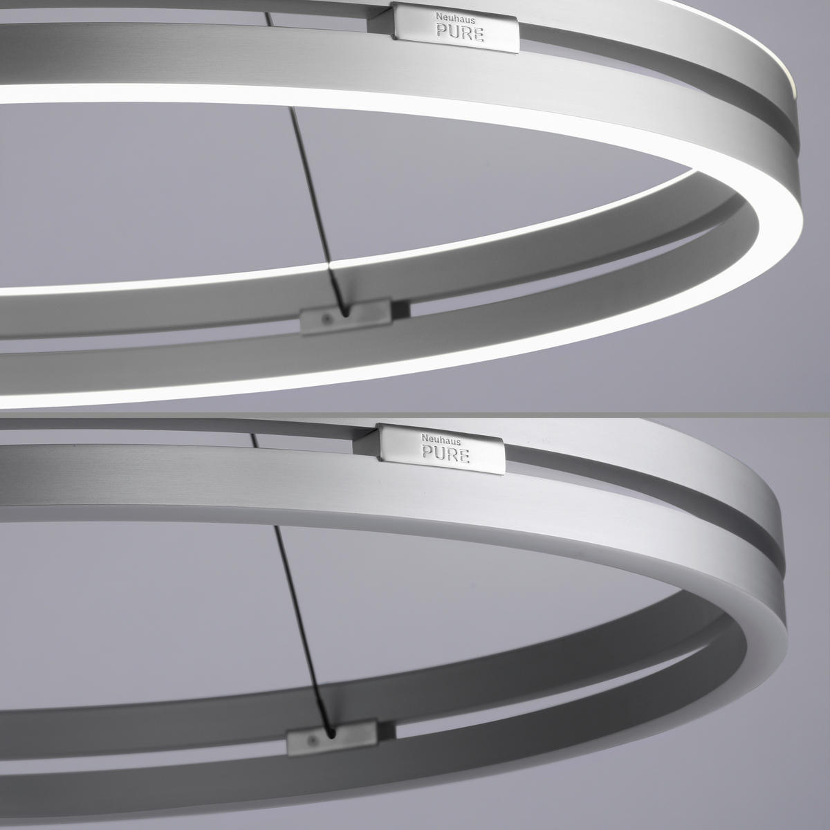 LED-HÄNGELEUCHTE 69,5/69,5/350 cm  - Alufarben, Design, Kunststoff/Metall (69,5/69,5/350cm) - Neuhaus PURE