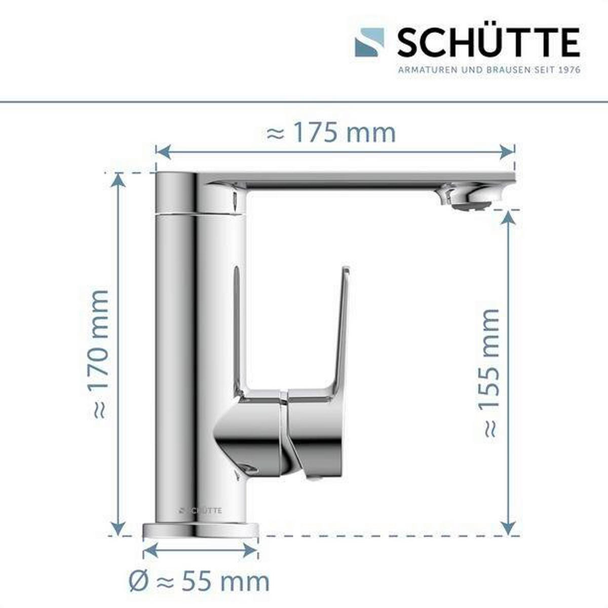 WASCHTISCHARMATUR 32410  - Chromfarben, Basics, Metall (5,5/17/17,5cm) - Schütte