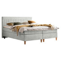 BOXSPRINGBETT 180/200 cm  in Graubraun  - Graubraun/Buchefarben, Basics, Holz/Textil (180/200cm) - Boxxx