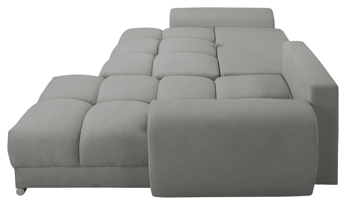 ECKSOFA in Mikrofaser Grau  - Silberfarben/Grau, Design, Textil/Metall (256/175cm) - Livetastic