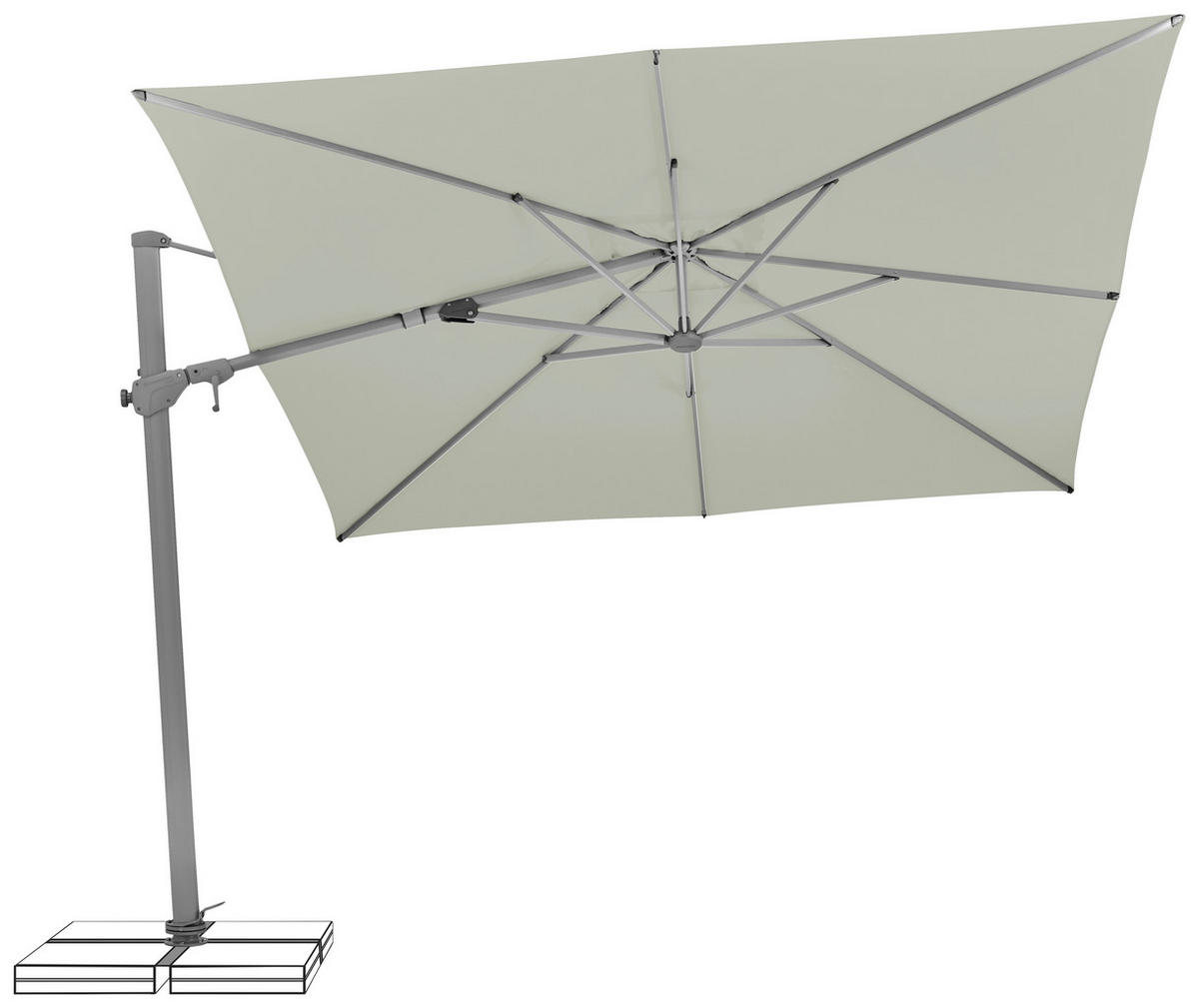 AMPELSCHIRM 300x300 cm  - Silberfarben/Hellgrau, Basics, Textil/Metall (300/300cm) - Suncomfort by Glatz