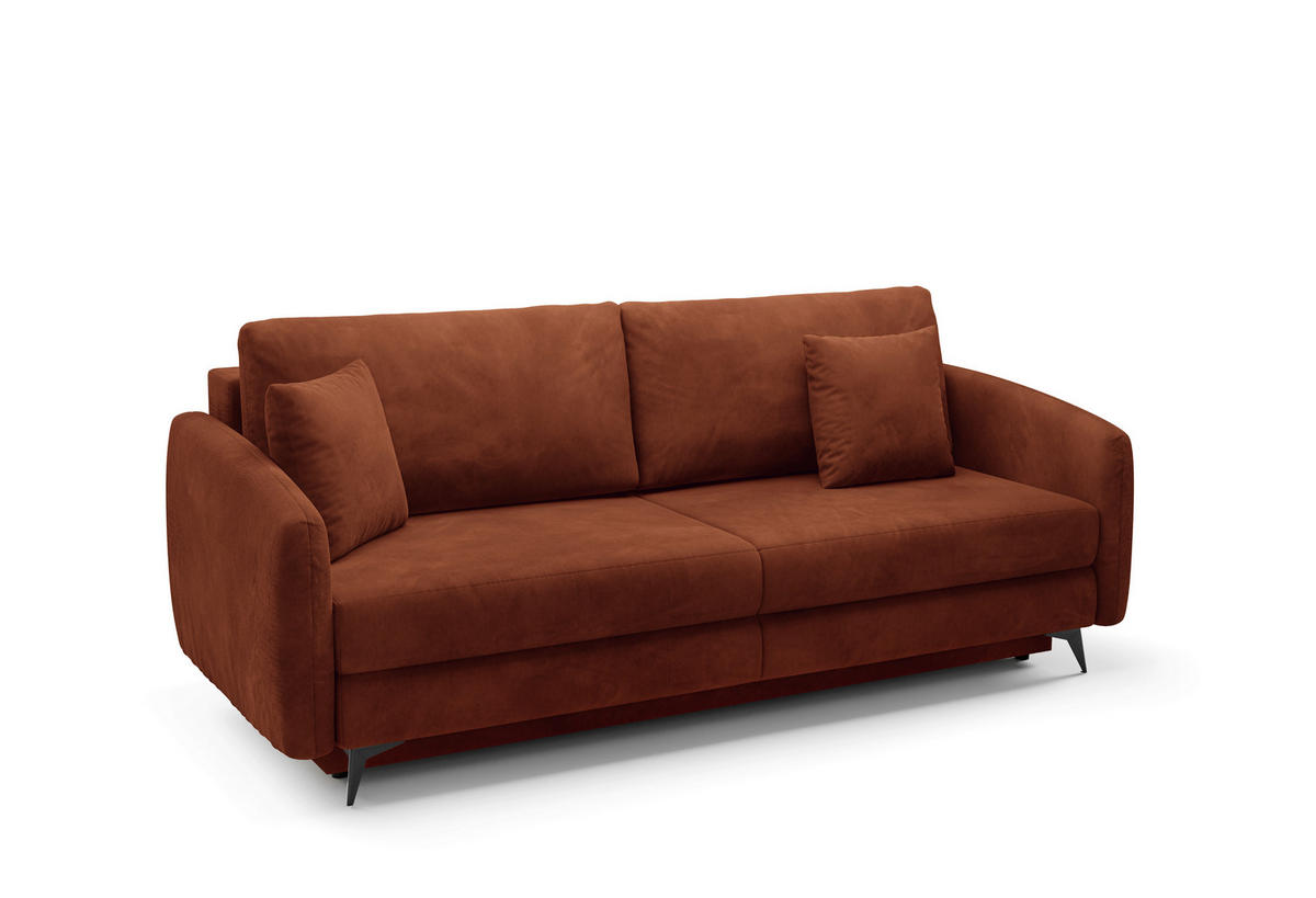 SCHLAFSOFA INGRID  mit Plüsch Rostfarben  - Rostfarben/Creme, Design, Textil/Metall (230/100/103cm) - Livetastic