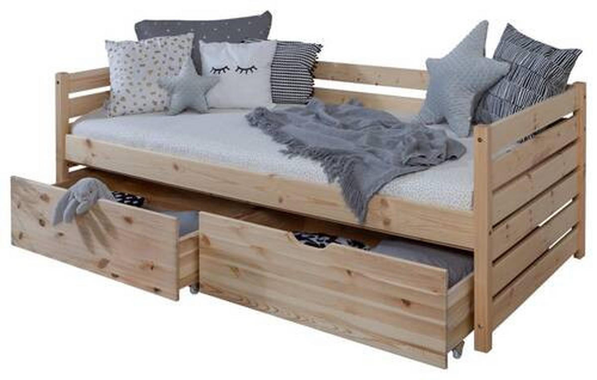 STAURAUMBETT 90/200 cm  in Naturfarben  - Naturfarben, MODERN, Holz (90/200cm) - MID.YOU