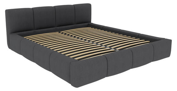 POLSTERBETT 140/200 cm,  in Anthrazit, Lattenrost, Bettkasten,  - Anthrazit/Schwarz, Design, Holz/Textil (140/200cm) - Xora