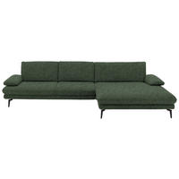 ECKSOFA  in Velours Olivgrün  310/180 cm  - Schwarz/Olivgrün, Design, Textil/Metall (310/180cm) - Dieter Knoll