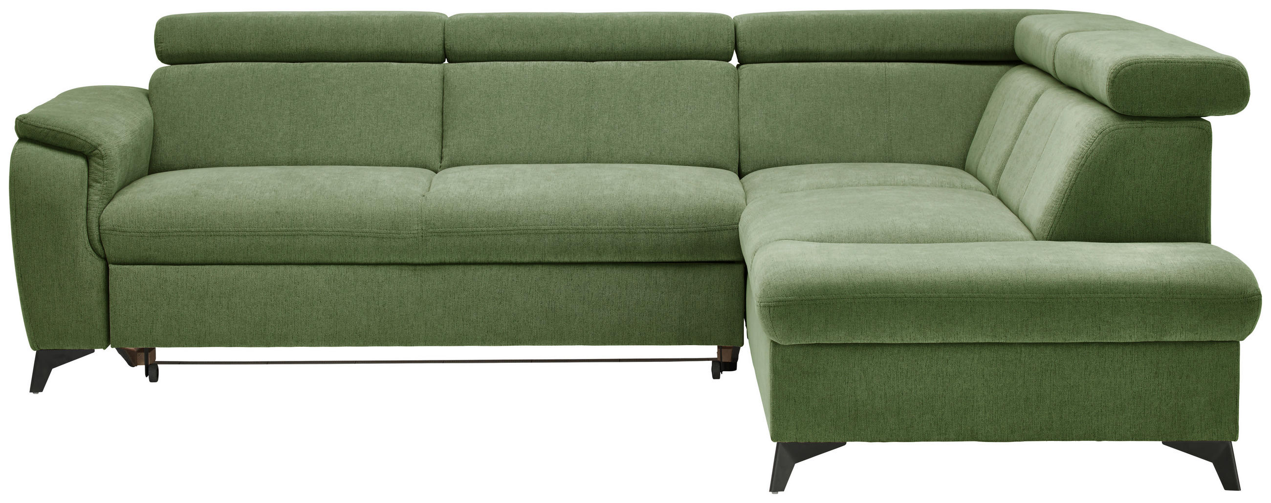 Ecksofa inkl. Funktionen in Chenille Hellgrün  - Schwarz/Hellgrün, Design, Textil/Metall (260/203cm) - Stylife
