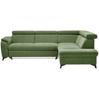 Ecksofa inkl. Funktionen in Chenille Hellgrün  - Schwarz/Hellgrün, Design, Textil/Metall (260/203cm) - Stylife
