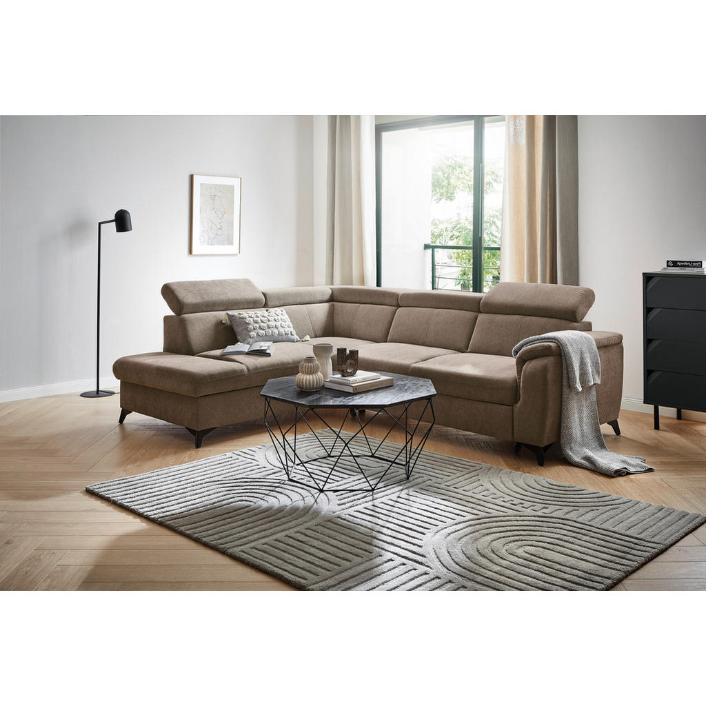 Thumbnail - Stylife Ecksofa Prag, Braun, Schlamm, Textil, 5-Sitzer, Ottomane links, L-Form, 260x203 cm, Stoffauswahl, seitenverkehrt...