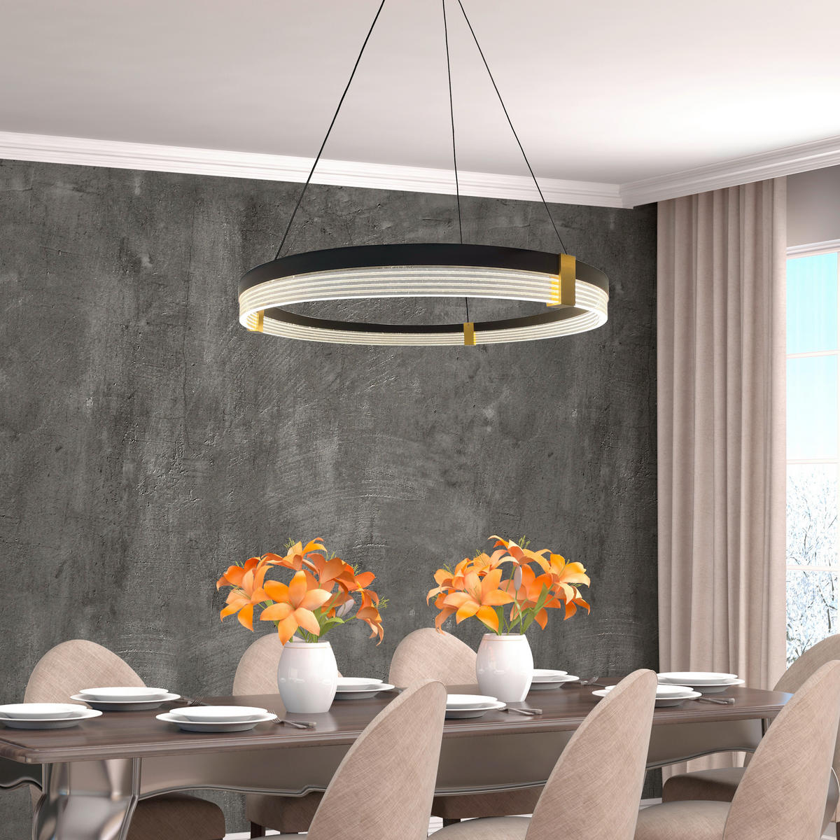 LED-HÄNGELEUCHTE Plum  150/60/60 cm  - Schwarz, Design, Metall (150/60/60cm)