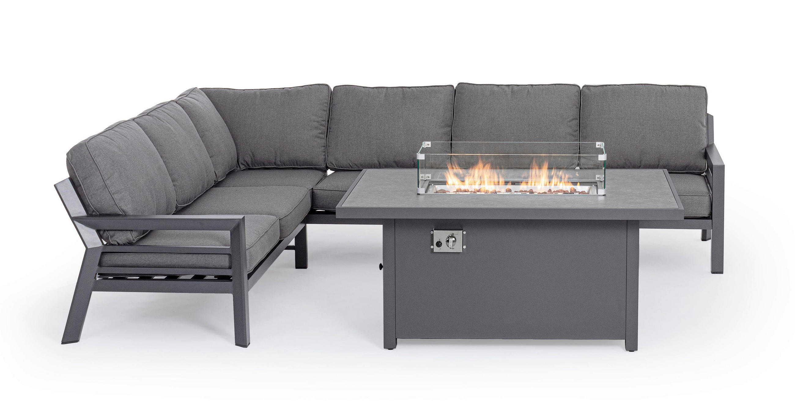 LOUNGEGARNITUR 151/142 cm Aluminium  - Anthrazit, Basics, Kunststoff/Metall (151/142cm) - Bizzotto