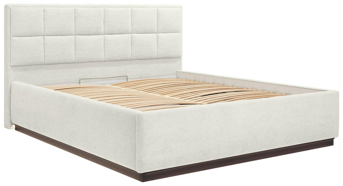 POLSTERBETT 180/200 cm,  in Beige, gepolstertes Kopfteil, Beleuchtung, Lattenrost, Bettkasten,  - Birkefarben/Beige, Design, Holz/Holzwerkstoff (180/200cm) - Chameo