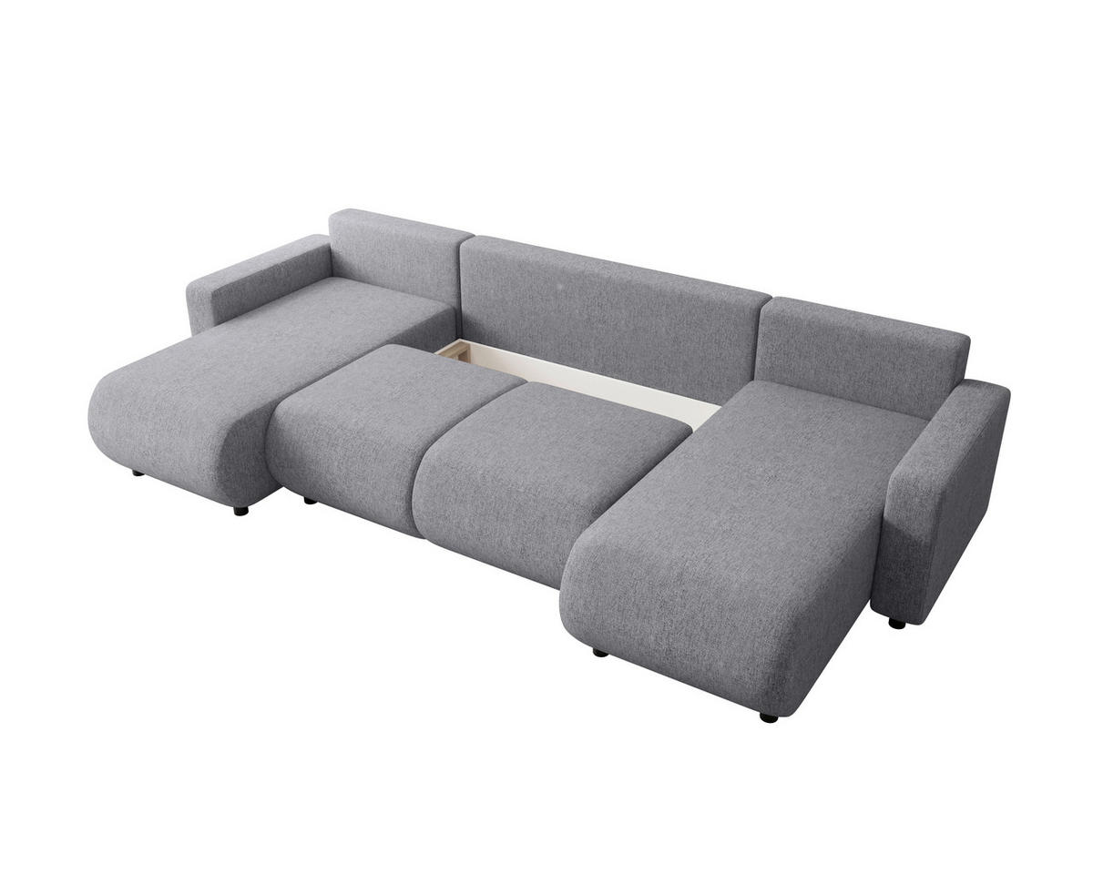 WOHNLANDSCHAFT Grau Webstoff  - Schwarz/Grau, MODERN, Kunststoff/Textil (150/312/150cm) - Xora