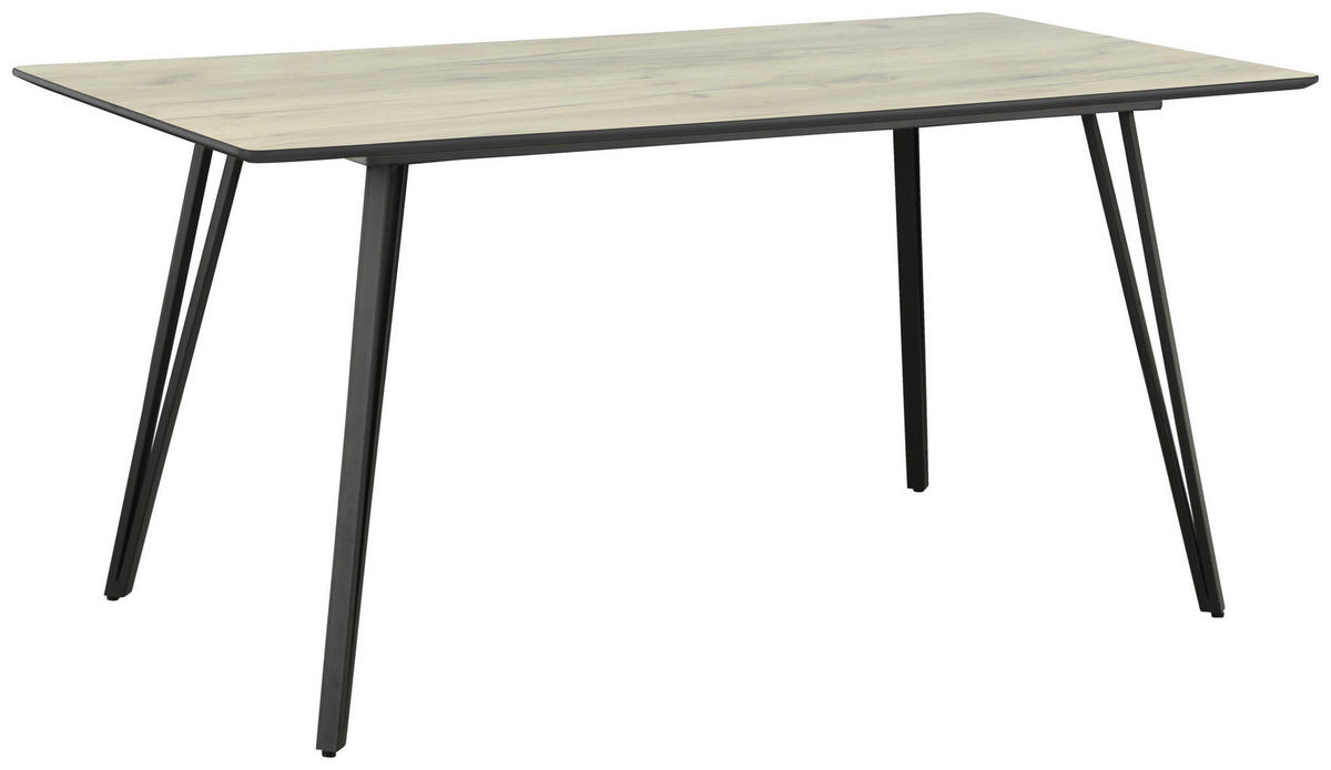 ESSTISCH rechteckig Eichefarben  - Eichefarben/Schwarz, Design, Holzwerkstoff/Metall (160/80/75cm) - Boxxx