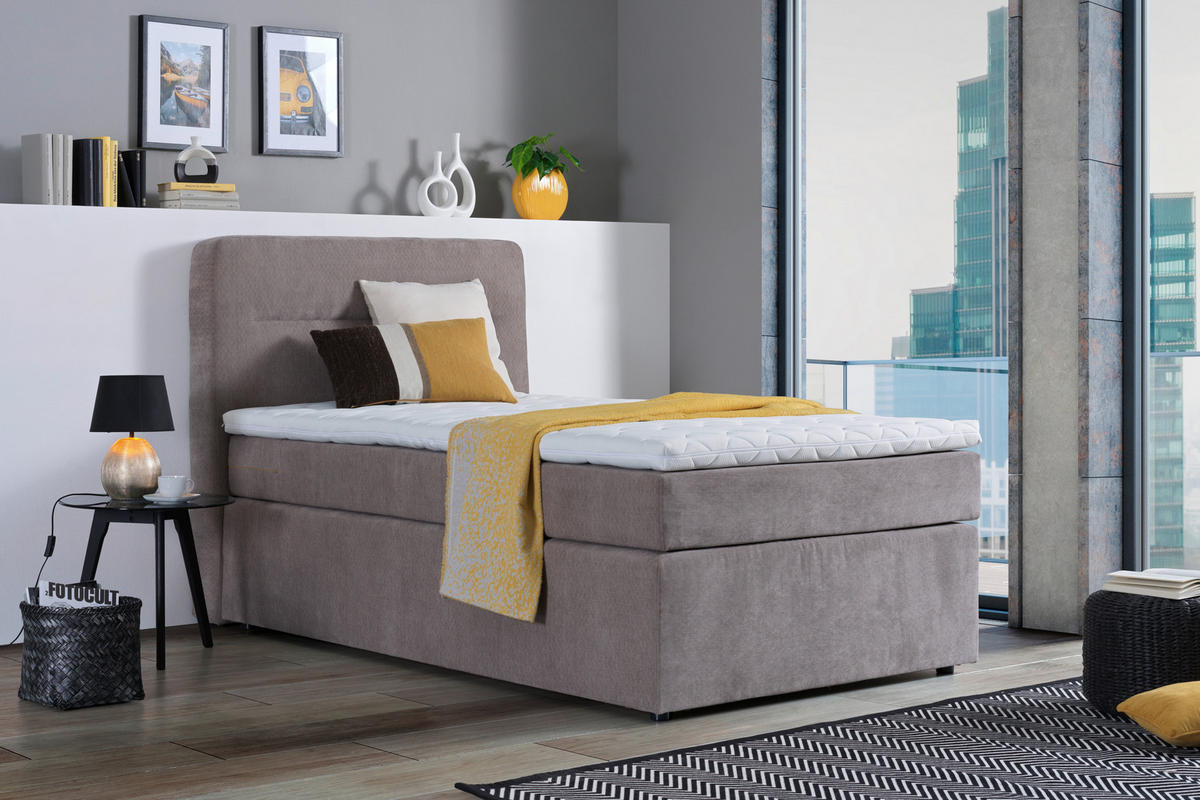 BOXSPRINGBETT 120/200 cm  in Grau  - Schwarz/Grau, Konventionell, Kunststoff/Textil (120/200cm) - Moderano