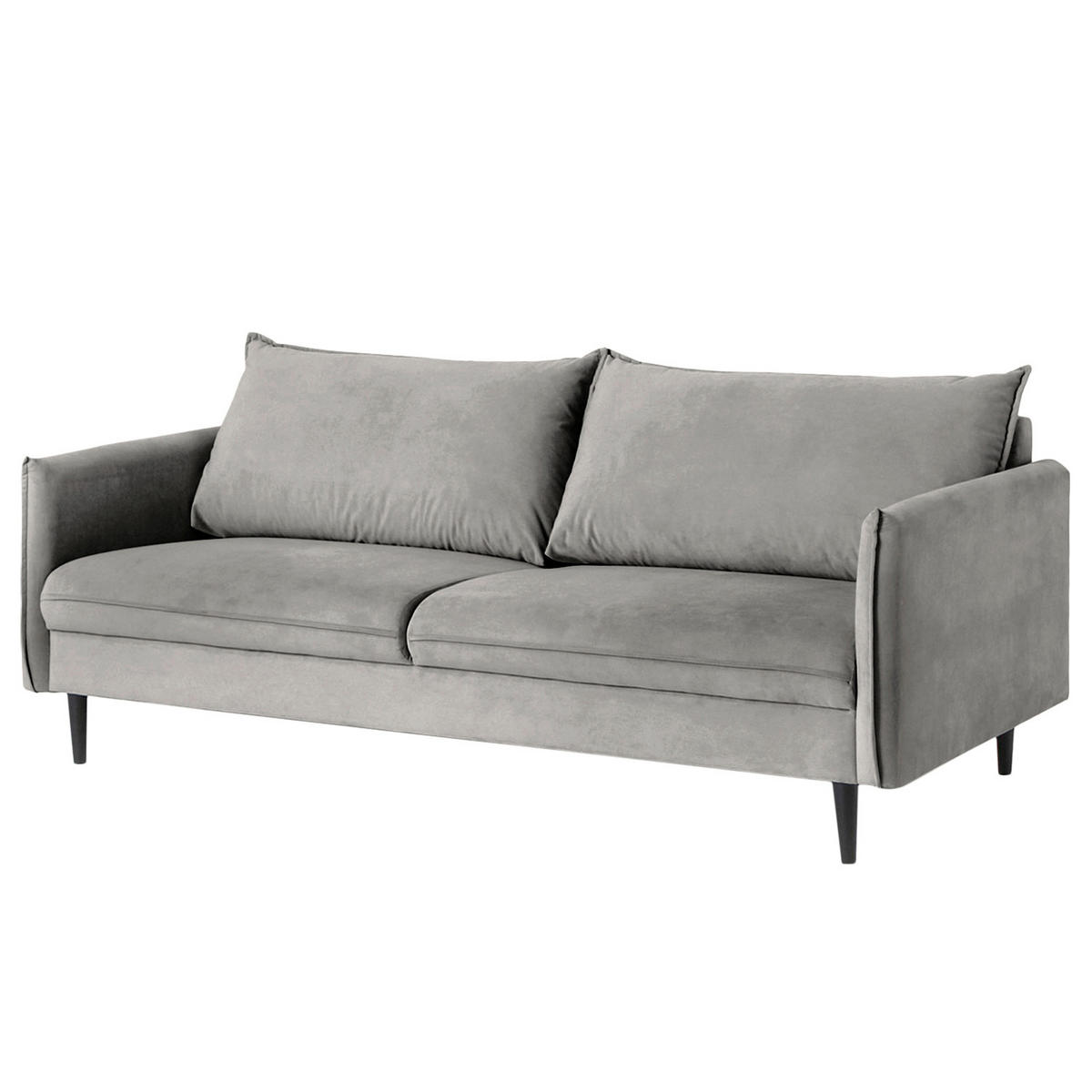 3-SITZER-SOFA JULI Samt Grau  - Schwarz/Grau, Design, Holz/Textil (203/86/100cm) - P & B
