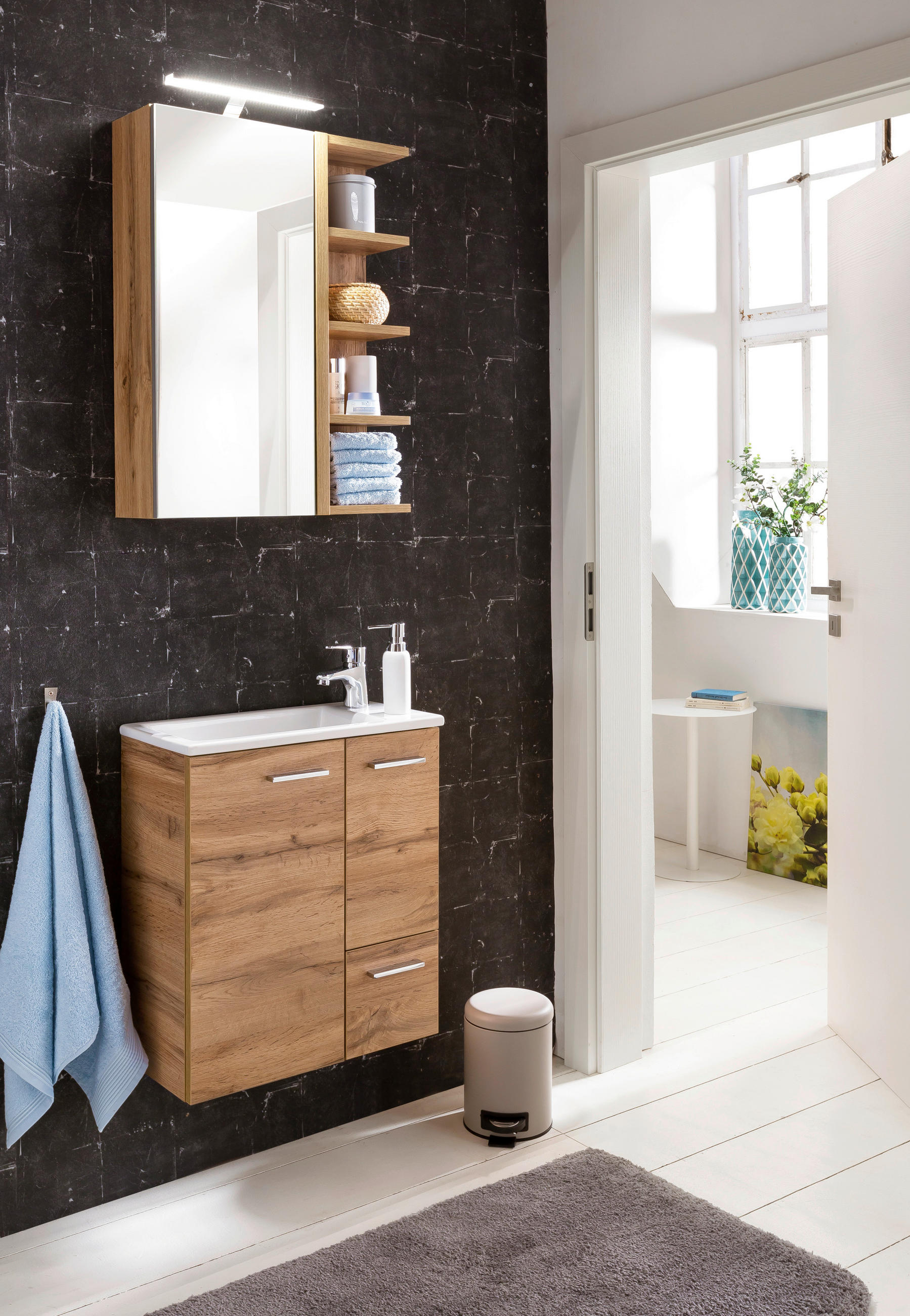SPIEGELSCHRANK 51,3/75/16 cm  - Eichefarben, MODERN, Glas/Holzwerkstoff (51,3/75/16cm) - MID.YOU