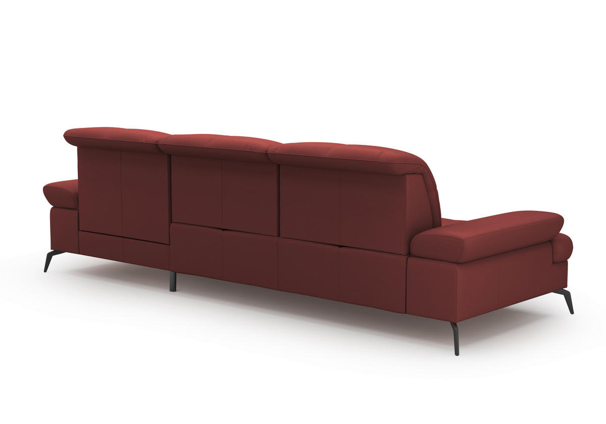 ECKSOFA in Echtleder Rotbraun  - Rotbraun/Schwarz, Konventionell, Leder/Metall (279/185cm) - Sit & More
