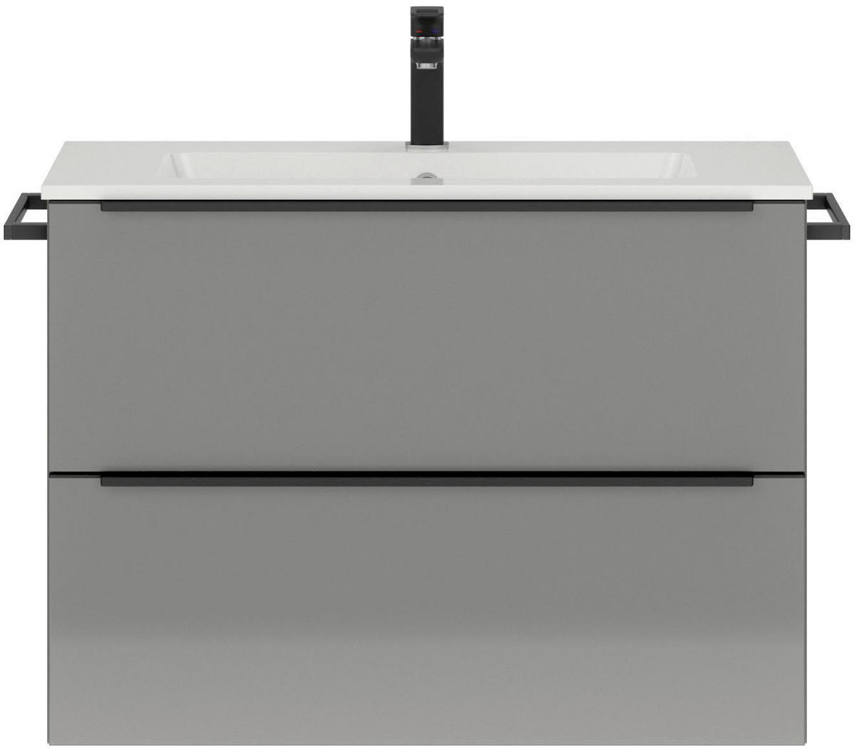 WASCHTISCHKOMBI 81 cm  - Schieferfarben/Schwarz, MODERN, Holzwerkstoff/Stein (81cm) - Nobilia