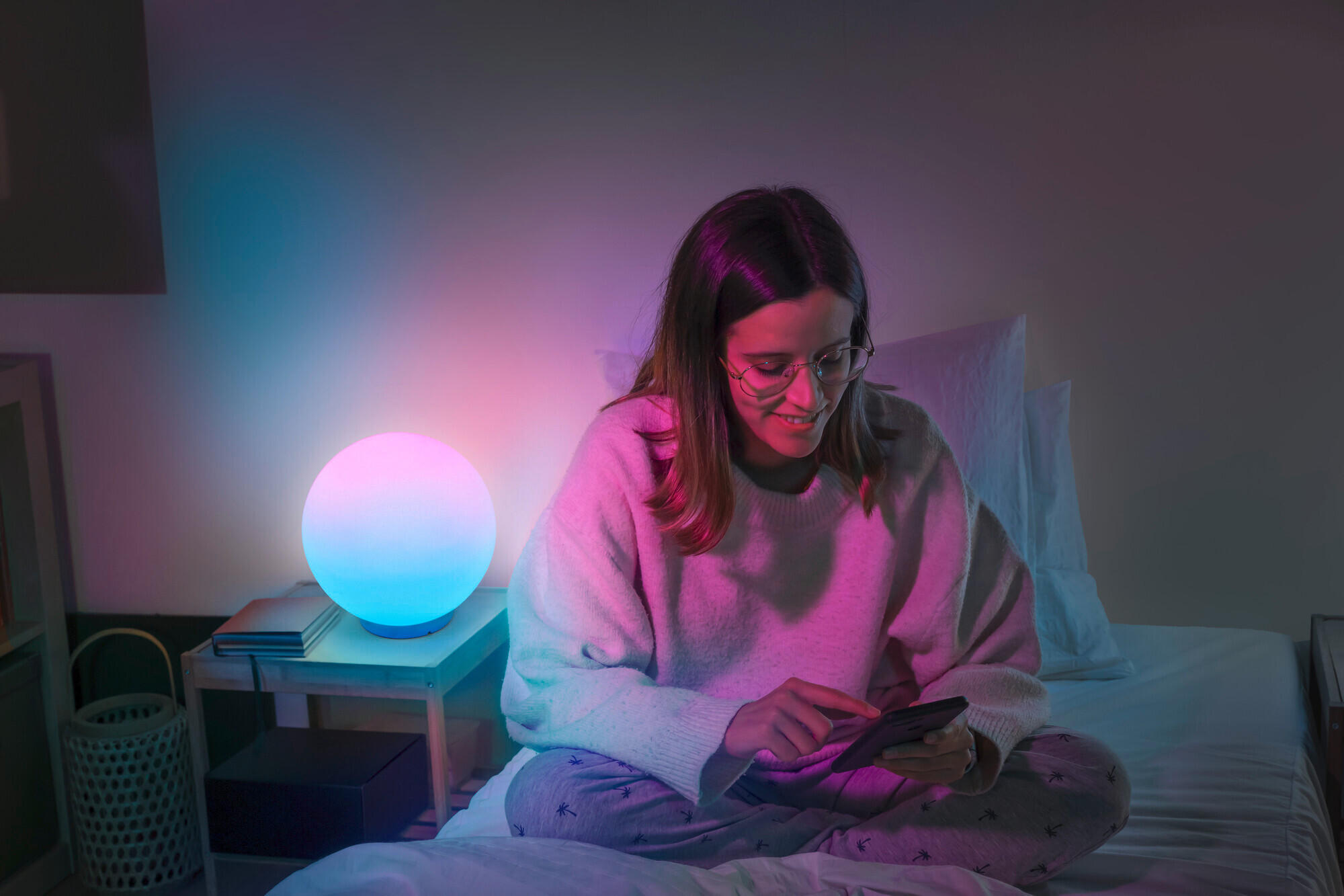 STIMMUNGSLEUCHTER Smart+ Wifi Ball Magic 20/20,6 cm   - Weiß, KONVENTIONELL, Glas/Kunststoff (20/20,6cm) - Ledvance