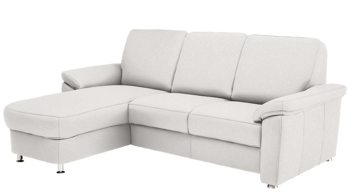 ECKSOFA in Flachgewebe Creme  - Chromfarben/Creme, Konventionell, Textil/Metall (163/250cm) - Beldomo System