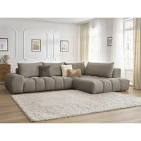 ECKSOFA Ottomane rechts  EVEREST Taupe Struktur  - Taupe/Schwarz, MODERN, Kunststoff/Textil (352/210cm) - Livetastic