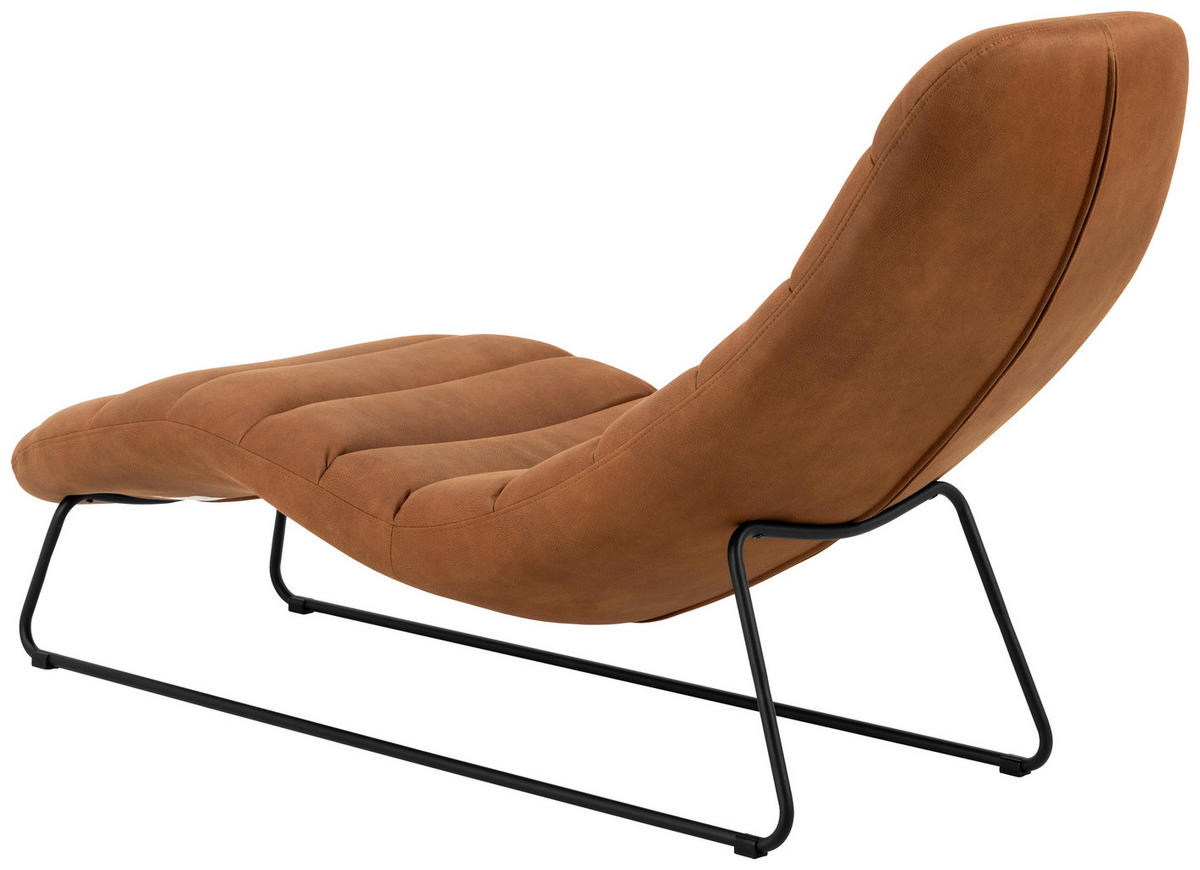 RELAXLIEGE in Lederlook Cognac  - Cognac/Schwarz, KONVENTIONELL, Textil/Metall (63/86/156cm)