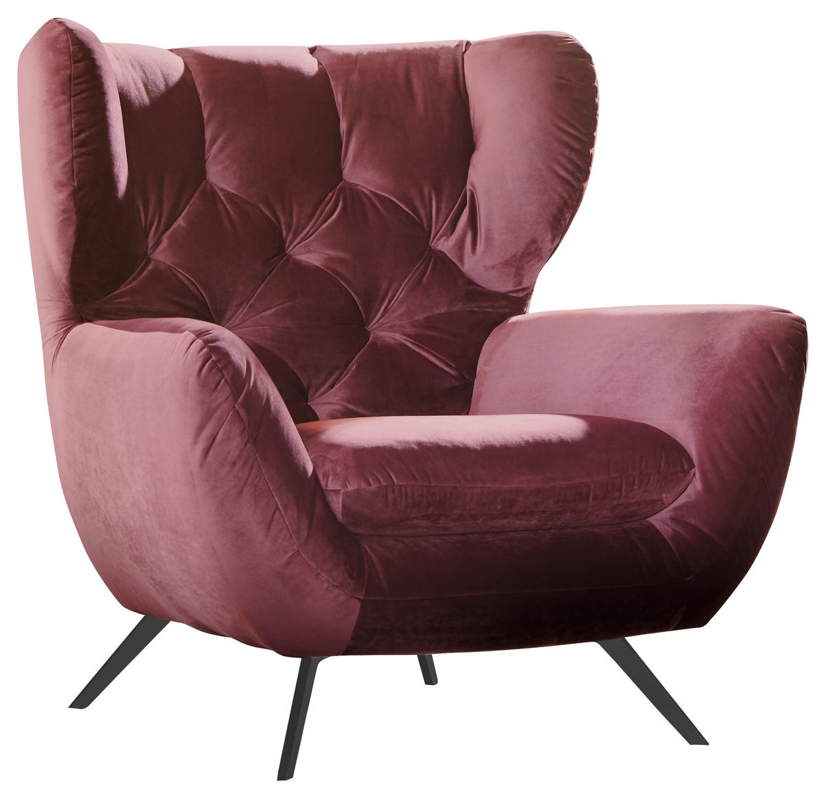 CHESTERFIELD-SESSEL in Velours Lila  - Lila/Schwarz, Design, Textil/Metall (100/94/95cm) - Pure Home Lifestyle