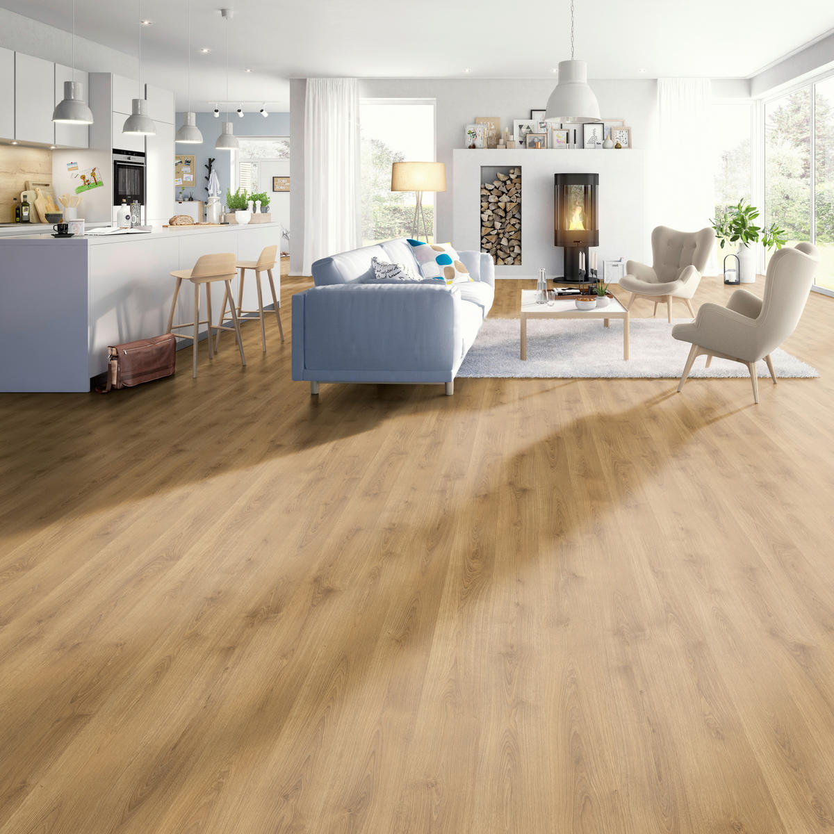 LAMINATBODEN Nord Eiche natur  per  m² - Eichefarben, KONVENTIONELL, Holzwerkstoff (129.2/19.3/0.7cm) - Venda