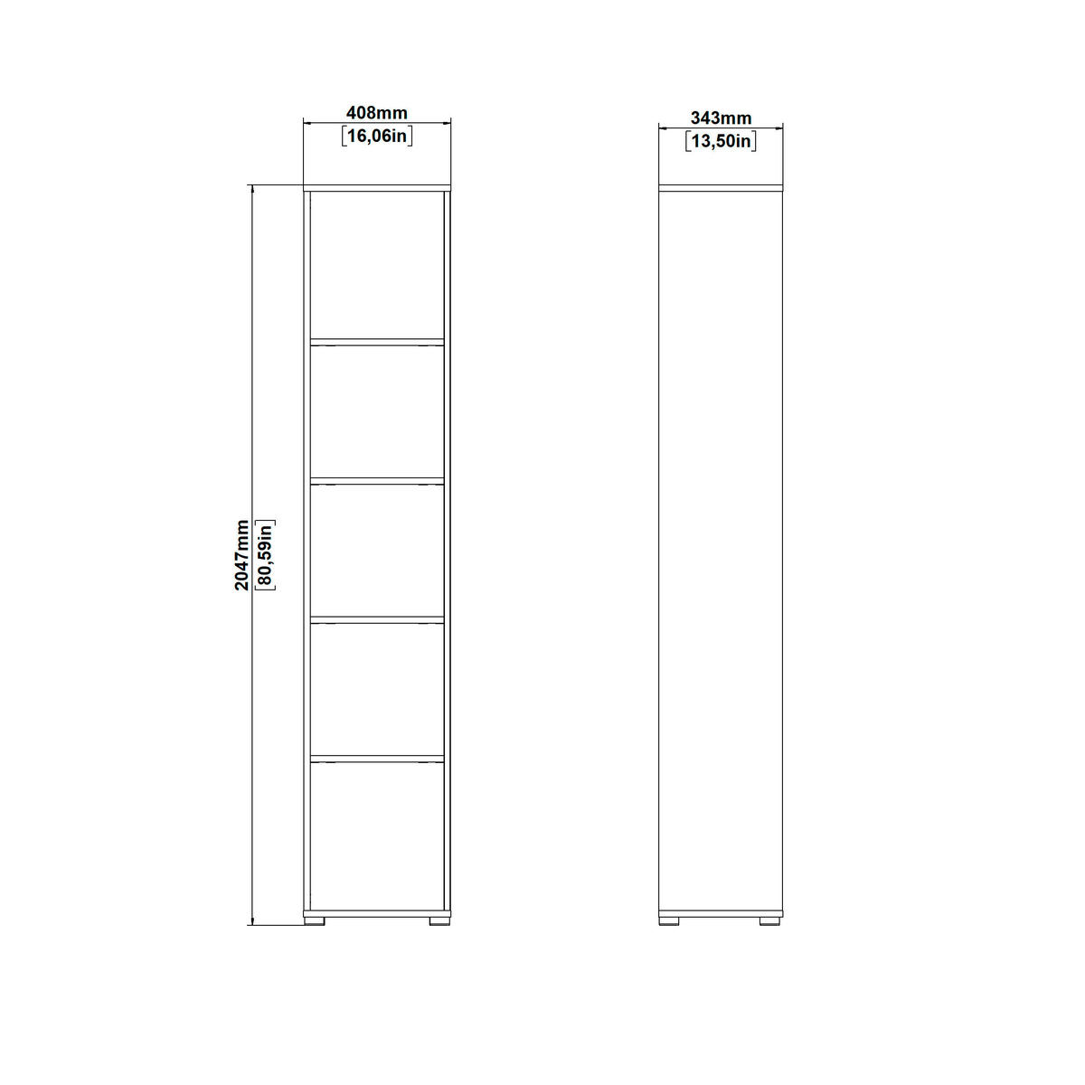 REGAL Grau, Eichefarben  - Eichefarben/Grau, MODERN, Holzwerkstoff (40,8/204,7/34,4cm) - MID.YOU