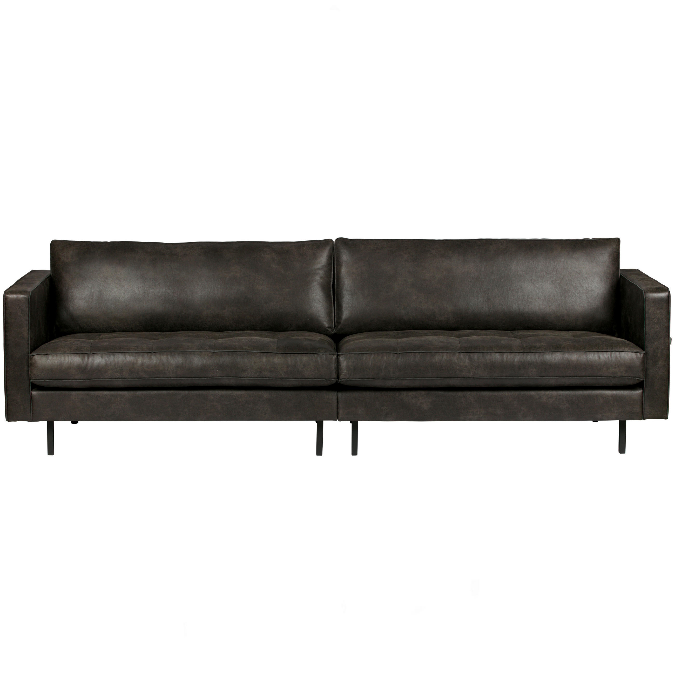 3-SITZER-SOFA Rodeo Classic in Kombination Echtleder/Stoff Schwarz   - Schwarz, Design, Leder/Metall (275/83/88cm) - Livetastic