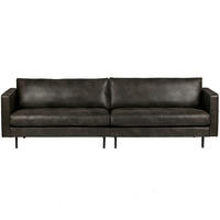 3-SITZER-SOFA Rodeo Classic in Kombination Echtleder/Stoff Schwarz   - Schwarz, Design, Leder/Metall (275/83/88cm) - Livetastic