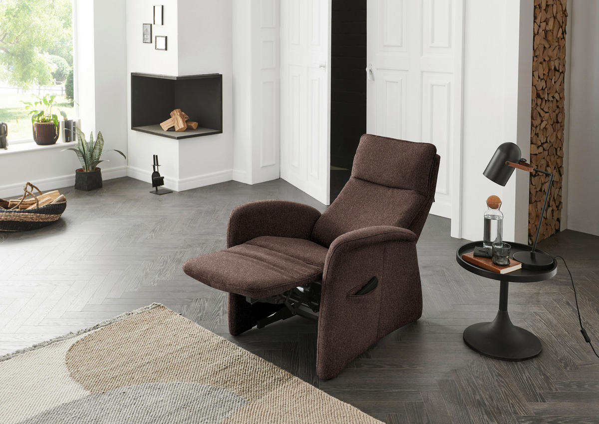 FERNSEHSESSEL in Chenille Dunkelbraun  - Dunkelbraun, Konventionell, Kunststoff/Textil (79-83/108/87cm) - Valdera