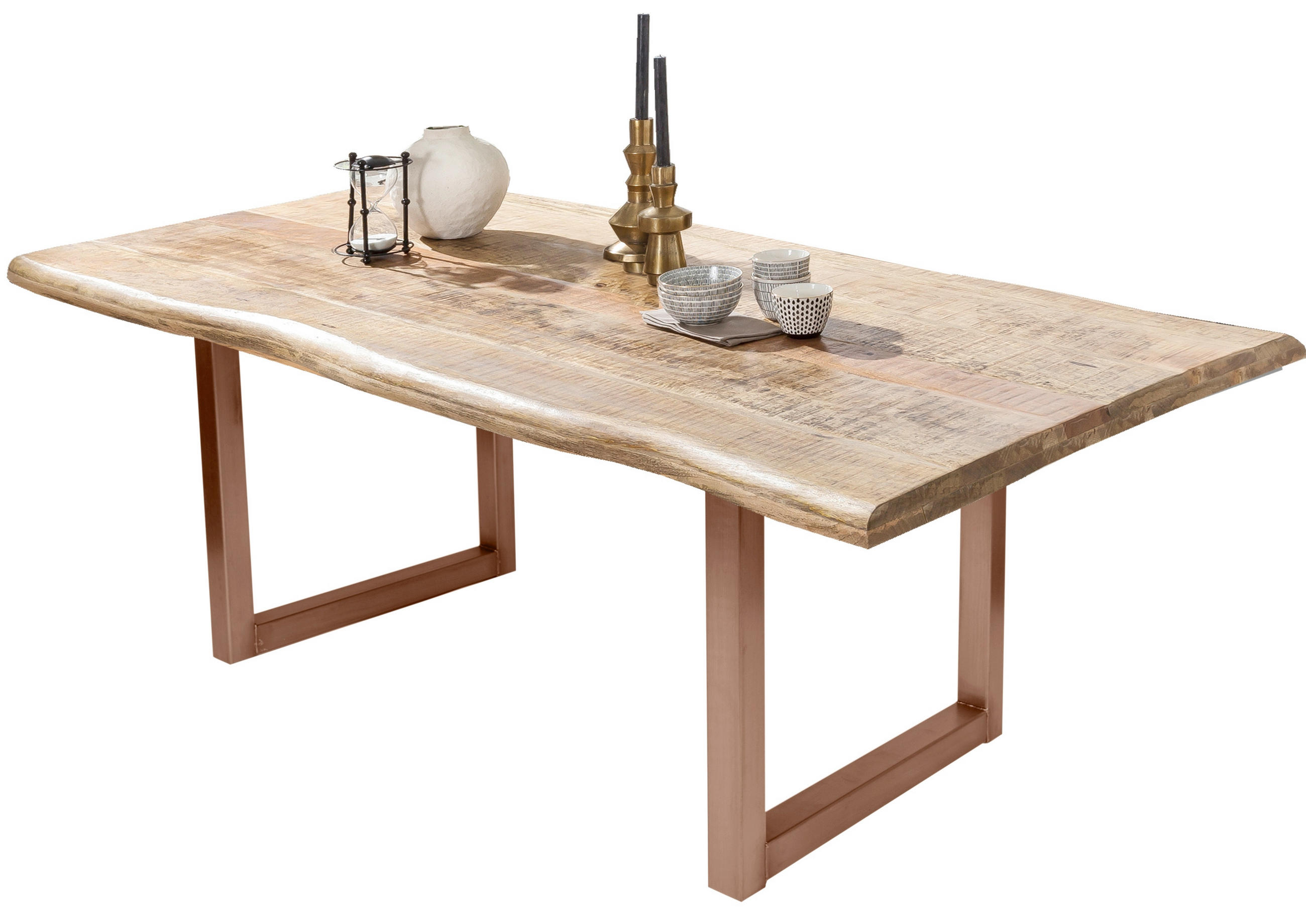 ESSTISCH 240/100/76 cm Echtholz  Holz, Metall rechteckig Braun, Naturfarben  - Braun/Naturfarben, MODERN, Holz/Metall (240/100/76cm) - MID.YOU