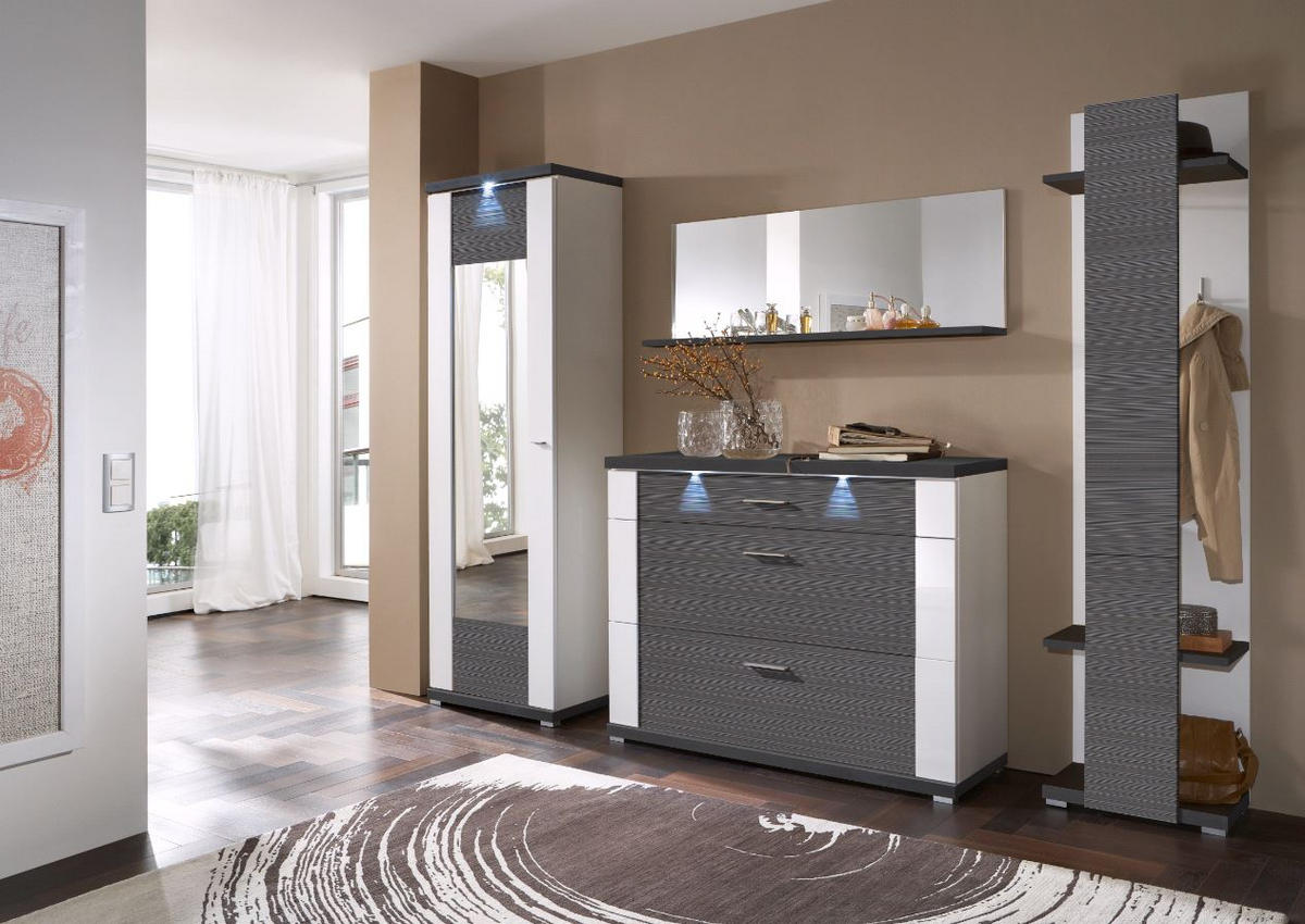 WANDSPIEGEL 129/47/20 cm  - Graphitfarben, Design, Glas/Holzwerkstoff (129/47/20cm) - Xora