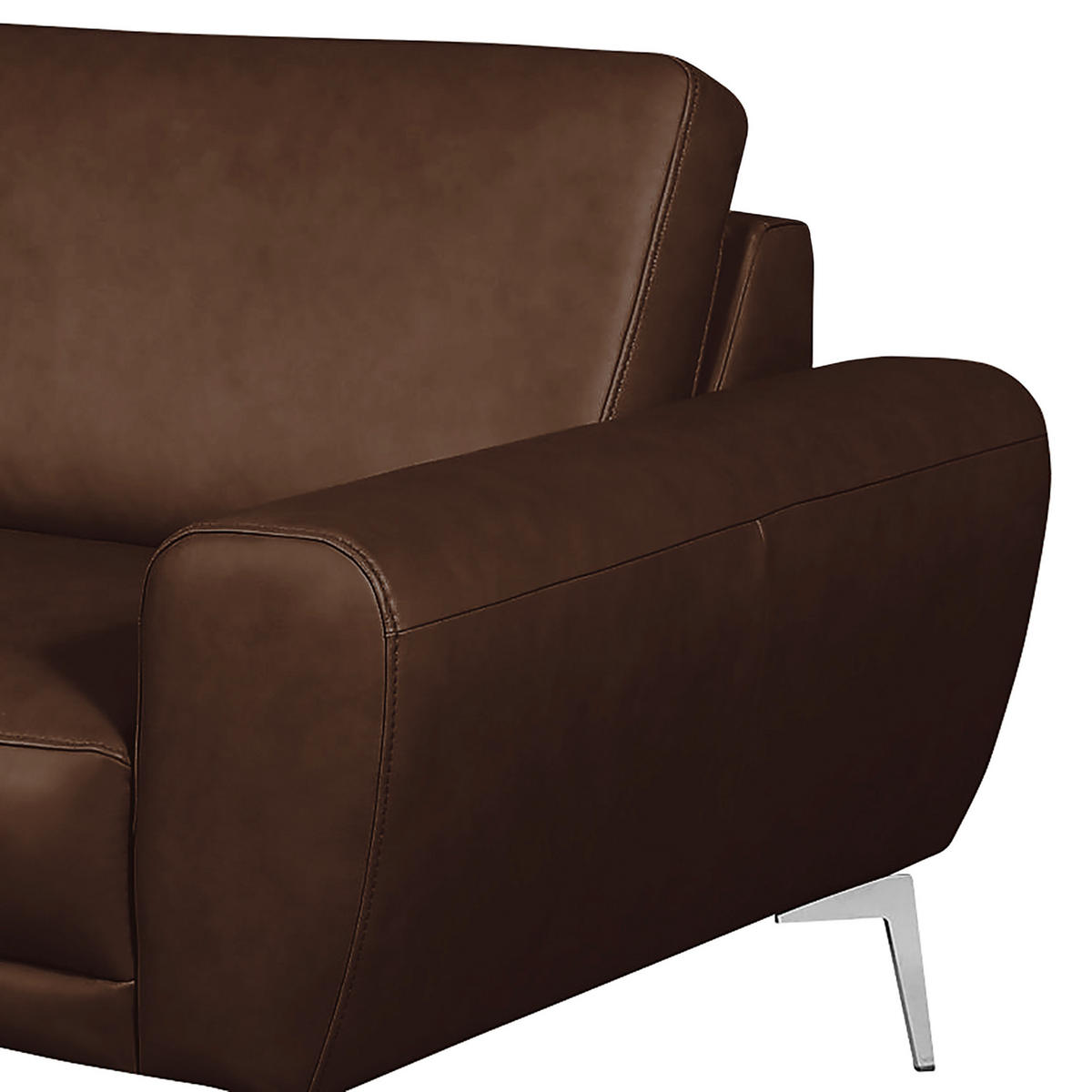 2-SITZER-SOFA Dunkelbraun Echtleder  - Chromfarben/Dunkelbraun, Design, Leder/Metall (177/85/92cm) - Livetastic