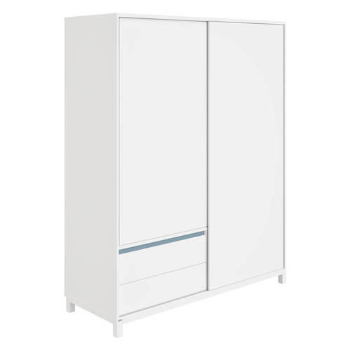 BABYKLEIDERSCHRANK Olli Schiebetürenschrank 2T2S Blau, Weiß  - Blau/Weiß, Basics, Holzwerkstoff (164/204/62cm) - Paidi